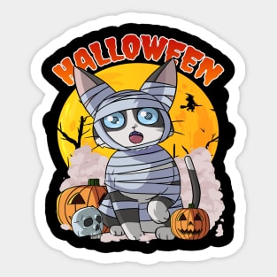 Cat Mummy Happy Halloween Witch Sticker